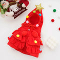 Pet Christmas Tree Costume Dog Cat Xmas Cape Cloak with Star Pom‑pom Decor Holiday Cosplay Outfit Small Dogs Cats Party Dress‑up